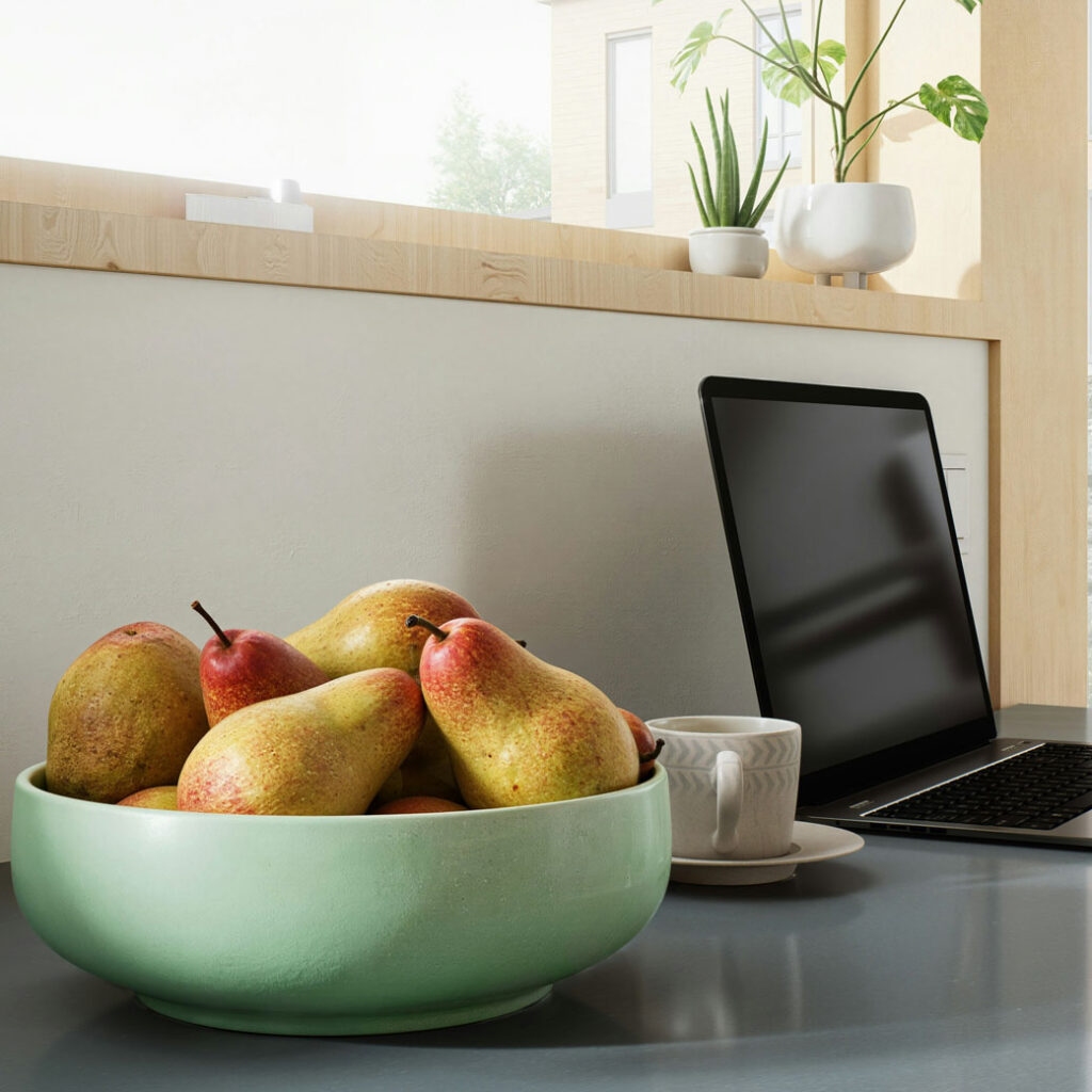 Frutas em potes para o ambiente de trabalho